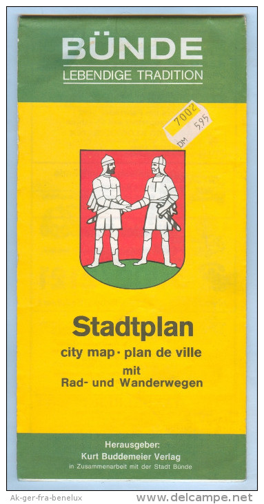 Landkarte Stadtplan Map Bünde 92-93 1:20 000 Kurt Buddemeier-Verlag Ostwestfalen Kreis Herford Deutschland Germany NRW - Landkarten
