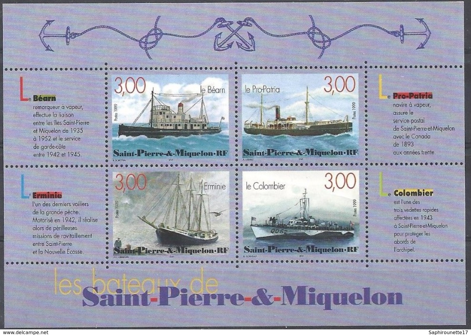 SAINT PIERRE MIQUELON - 1999 - BF 7 - Blocks & Sheetlets