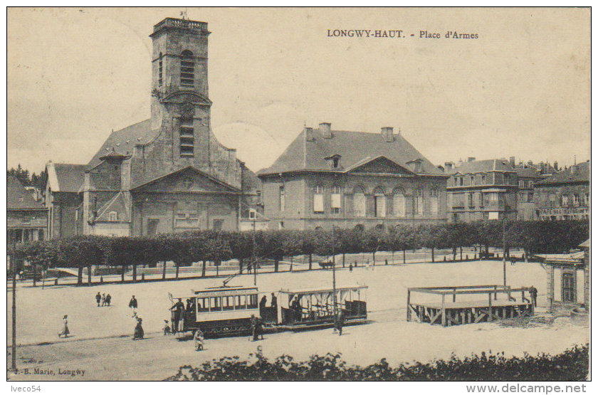 1910  Longwy Haut  Place D' Armes  Gare Des Tramways   ( Vers Boma Congo ) - Longwy