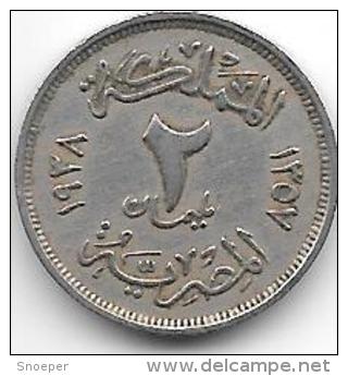 Egypte 2 Milliemes 1938   Km 359  Vf+ - Egypte