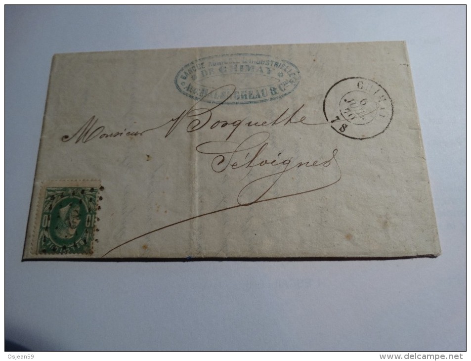 N°30 Sur Lettre CHIMAY 1870 LP82 Vers Seloignes - Punktstempel