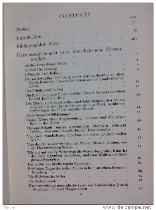 WACKENRODER AND TIECK Herzensergieszungen Eines Kunstliebenden Klosterbruders A. GILLIES 1966 Edited BLACKWELL'S OXFORD - Duitse Auteurs