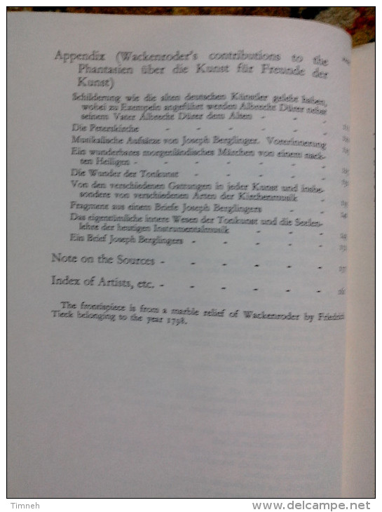 WACKENRODER AND TIECK Herzensergieszungen Eines Kunstliebenden Klosterbruders A. GILLIES 1966 Edited BLACKWELL'S OXFORD - Auteurs All.