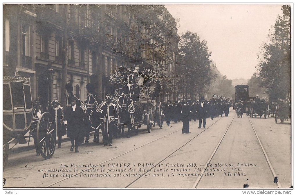 CPA RARE LES FUNERAILLES DE CHAVEZ A PARIS 1 ER OCTOBRE 1910 AVIATEUR CPA TRES ANIMEE - Aviatori