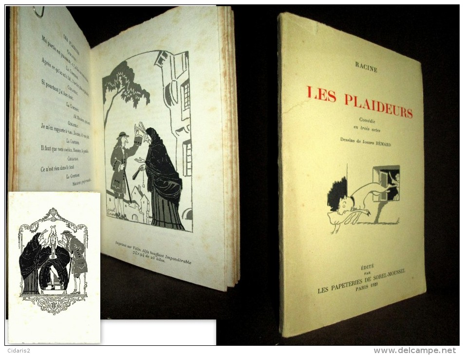 «Les PLAIDEURS» RACINE Comedie 3 Actes Theatre Theater Illustration Dessin Joseph HEMARD 1929 Velin Bouffant ! - Autori Francesi