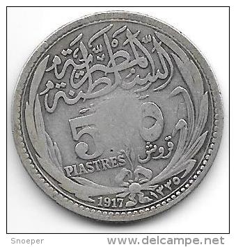*egypte 5 Piastres 1917     Km 318.1  Vf - Egitto