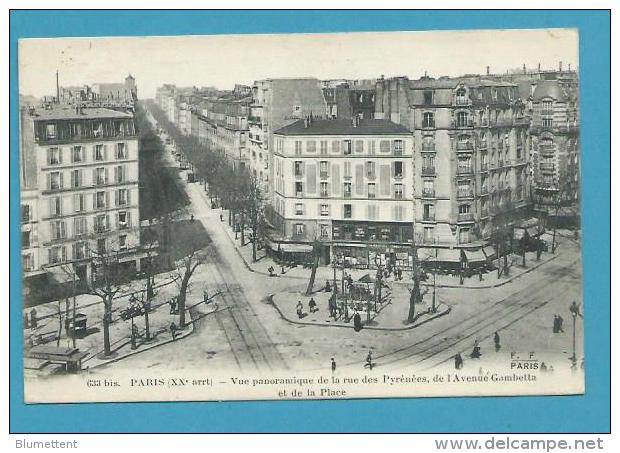 CPA 633 Bis Vue Panoramique Rue Des Pyrénées, Avenue Gambetta Et La Place XXème Collection FLEURY - Paris (20)