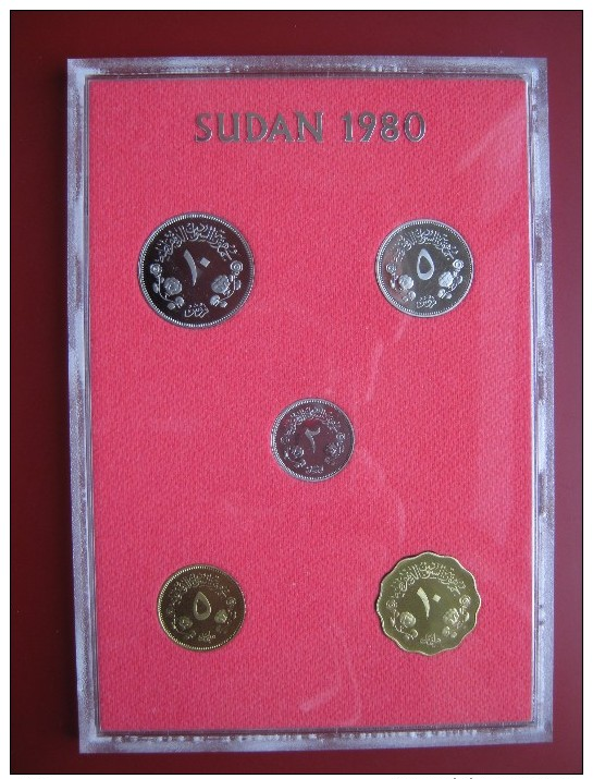 Democratic Republic Of Sudan 1980 5 Coin Set Cased Proof Royal Mint Envelope - Sudan