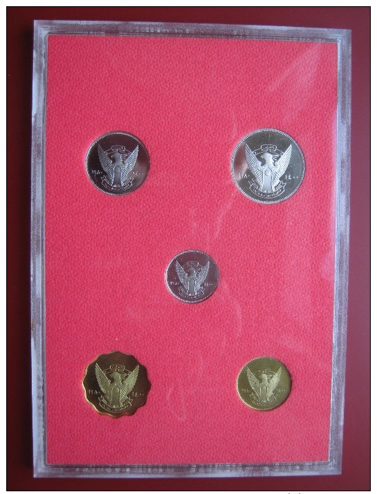 Democratic Republic Of Sudan 1980 5 Coin Set Cased Proof Royal Mint Envelope - Sudan