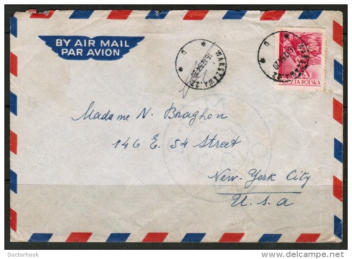 POLAND    Scott # 619 On AIRMAIL COVER TO USA (16/12/54) - Covers & Documents