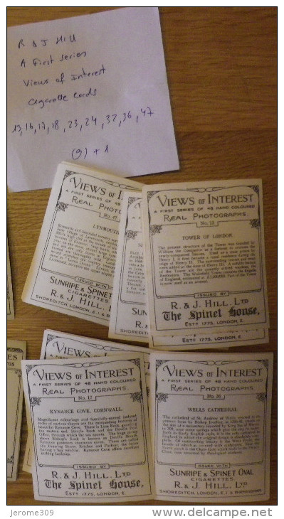 CARTE CIGARETTES - Lot De 10 Cartes: R & J HILL. LTD The Spinet House - Thème: VIEWS OF INTEREST - Colecciones Y Lotes