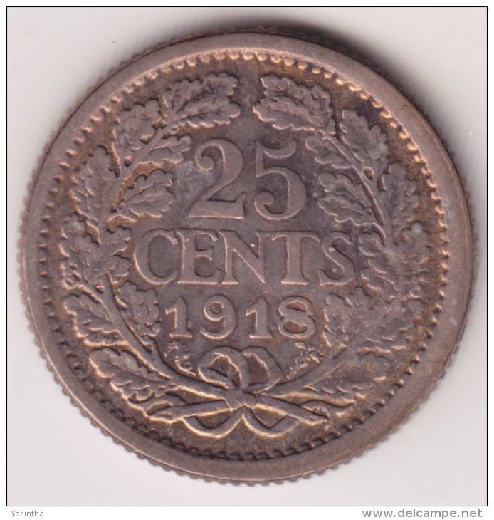 @Y@  NEDERLAND  25 Cent 1918    (2940)  Prachtig Patina - 0.5 Cent