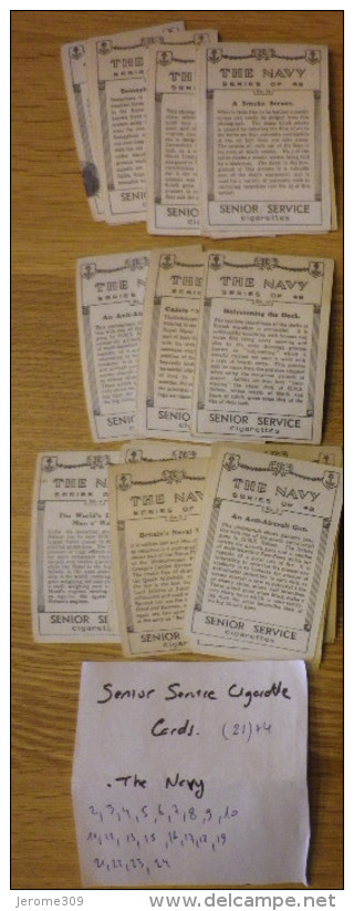 CARTE CIGARETTES - Lot De 25 Cartes: SENIOR SERVICE CIGARETTES - Thème: THE NAVY - Collections & Lots