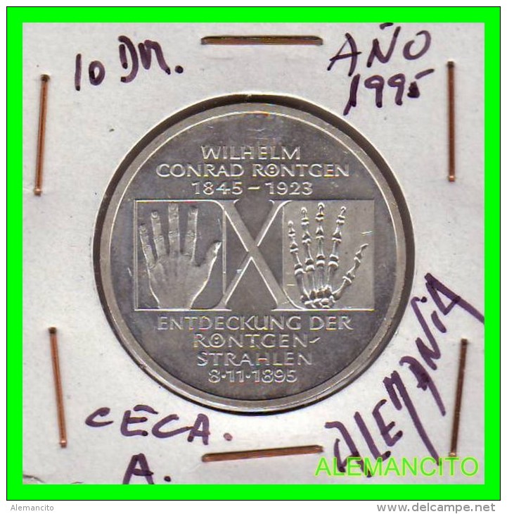 ALEMANIA  - BRD  - MONEDA DE 10 DM  PLATA  S/C  AÑO 1995-A  PROOF - Conmemorativas