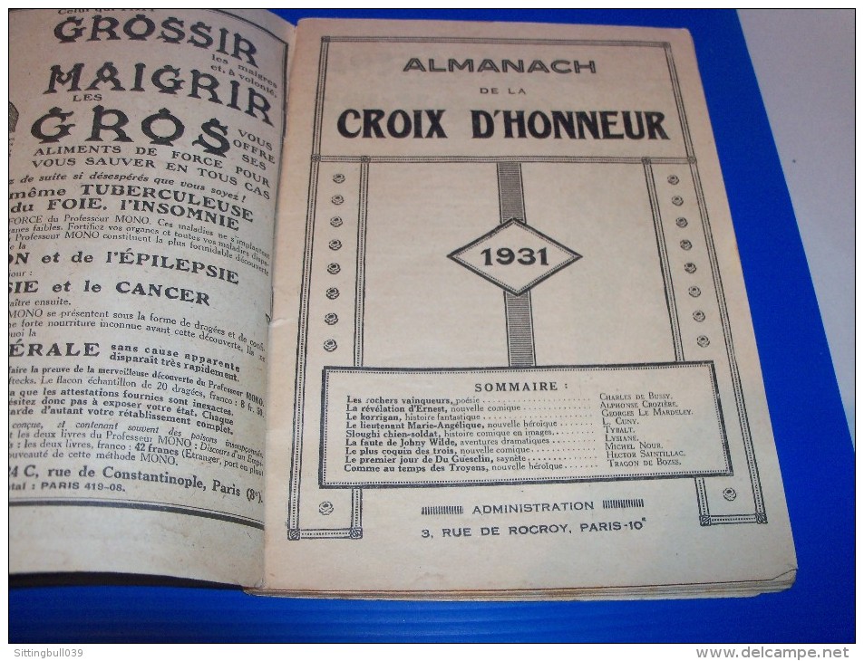 Almanach De La Croix D'Honneur. 1931. 1ère De Couverture De FORTON, Auteur Des Pieds-Nickelés. - Agendas & Calendriers