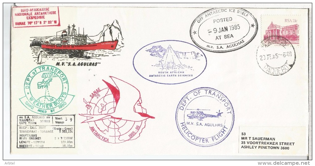 ANTARTIDA POLO SUR SUDAFRICA PAQUEBOT CAPE TOWN SA AGULHAS SANAE ANTARCTIC EXPEDITION CRUISE 39 1985 ANTARCTIC ICE SHELF - Expediciones Antárticas