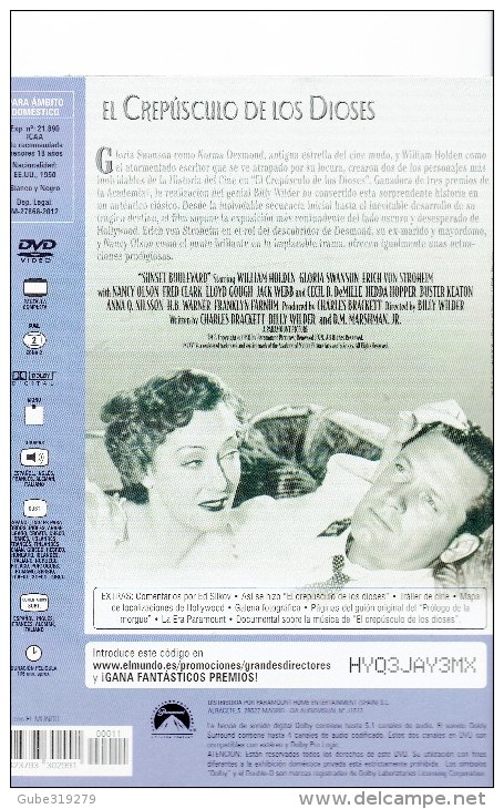 CINEMA DVD - USA 1950 - SUNSET BOULEVARD - IL CREPUSCOLO DE LOS DIOSES(VIALE DEL TRAMONTO) - WILLIAM HOLDEN - GLORIA SWA - Drame