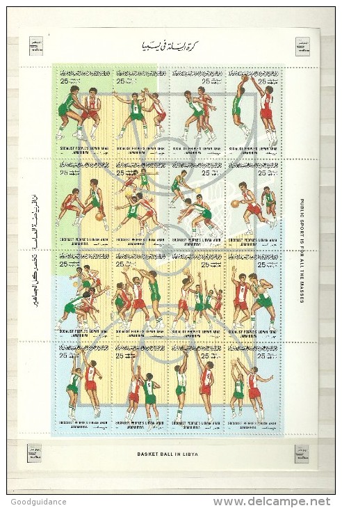 1985-Libya-Libye- Basketball – 12 Stamps Set – 12 Timbres- MNH** - Libia