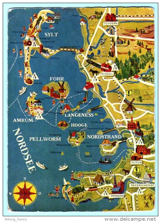 Friesland - Nordfriesland  Übersichtskarte 2 - Nordfriesland