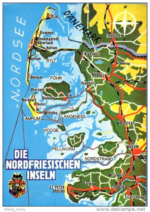 Friesland - Nordfriesland  Übersichtskarte 4 - Nordfriesland