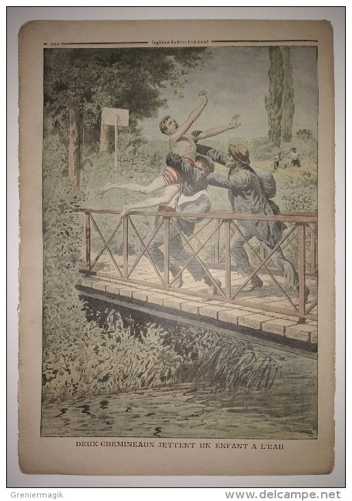 Le Petit Journal 31/07/1910 - Noyés Dans Les Rapides Du Mékong - Deux Chemineaux Jettent Un Enfant - Dessins De Draner - Le Petit Journal
