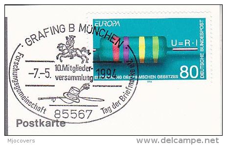 1994 Grafing GERMANY Stamps COVER (card) EVENT Pmk HORSE, RIDING CROP & HAT Pic  Horses - Horses