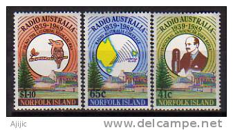 Cinquantenaire De Radio Australia. Yv.# 464/6 Neufs **.  Cote 8.00 € - Norfolk Island