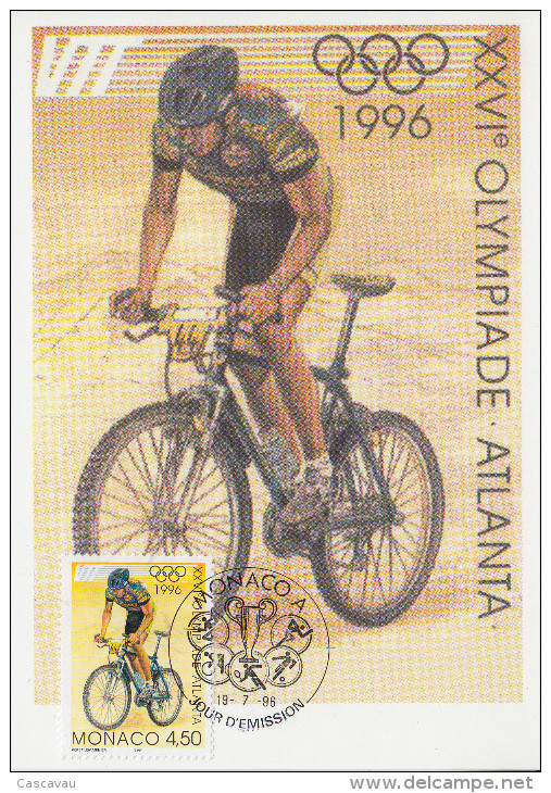 Carte Maximum  1er   Jour   MONACO   Jeux  Olympiques  D´ ATLANTA   1996 - Summer 1996: Atlanta