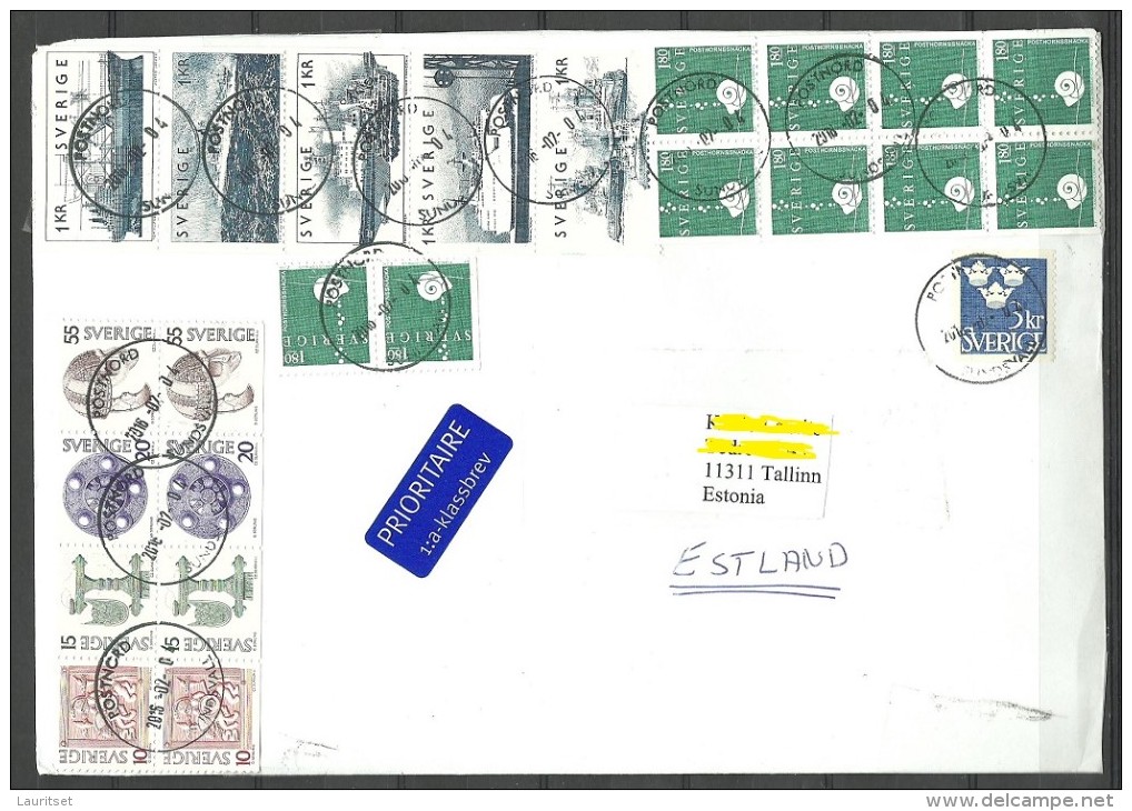 SCHWEDEN Sweden 2016 Letter To Estonia Estland Mit 24 Briefmarken !! - Briefe U. Dokumente