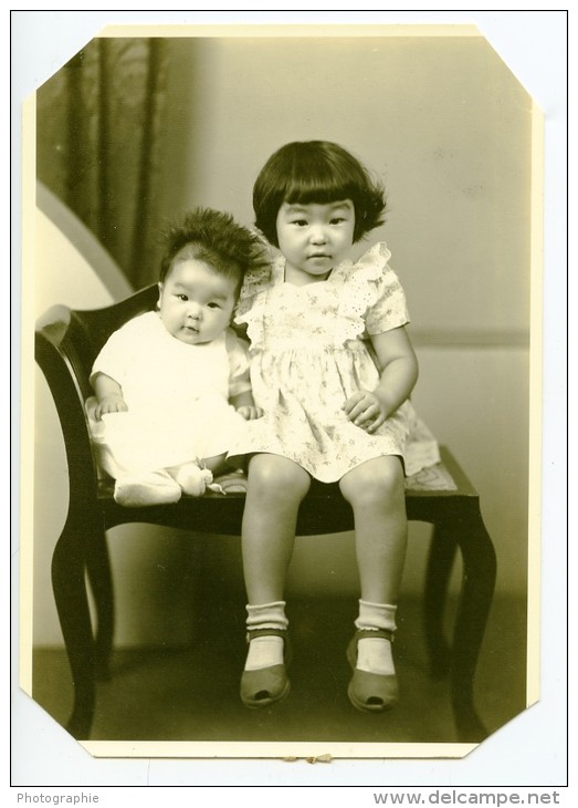 USA Hawai Honolulu Enfants Mode Traditionelle Japonaise Ancienne Photo 1948 - Anonymous Persons