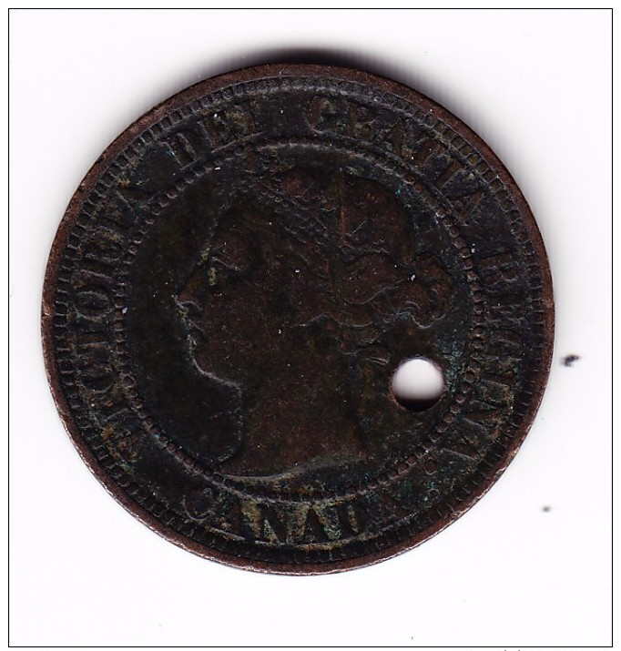 1888 Canada 'Holed' One Cent Coin - Canada