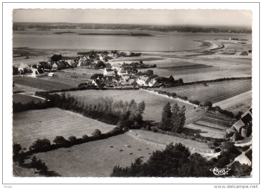 CPSM - ILE D'ARZ - VUE AERIENNE DES VILLAGES DE KERVIO ET DU LAN - N/b - Ann 50 - Unique ! - - Ile D'Arz