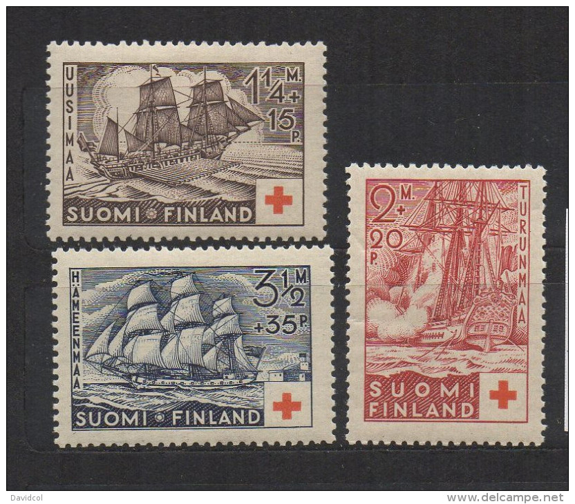 P598.-. FINLAND / FINLANDIA. 1937. SC # : B24 - B26 - MH- RED CROSS - SHIPS .-. CV: US $ 15.00 - Oficiales