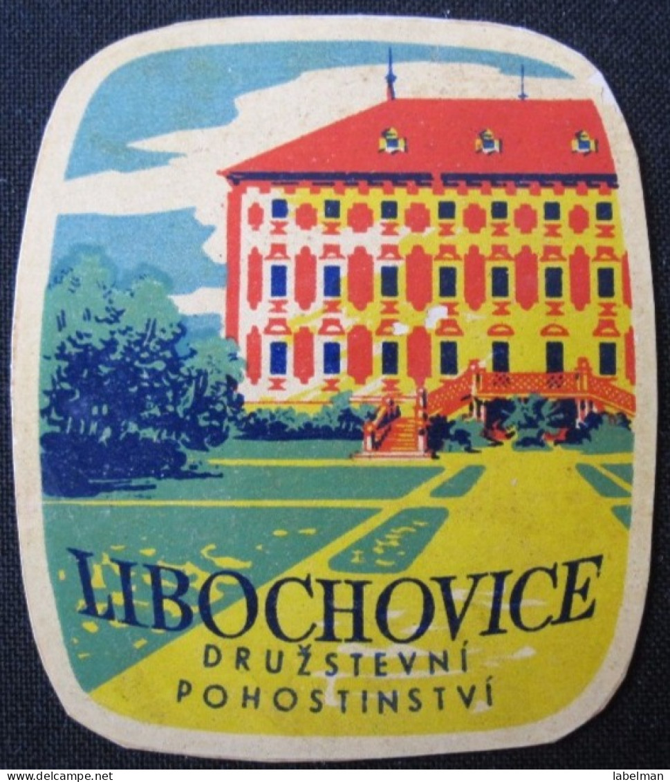 HOTEL CAMPING MOTEL LIBOCHOVICE CSR CSSR CZECH CHEKOSLOVAKIA LUGGAGE LABEL ETIQUETTE AUFKLEBER DECAL STICKER - Hotel Labels