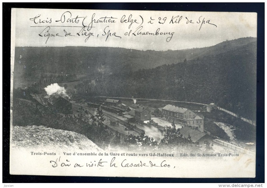 Cpa De Belgique Trois Ponts - Vue D' Ensemble De La Gare Et Route Vers Gd Halleux    FEV16 12 - Trois-Ponts