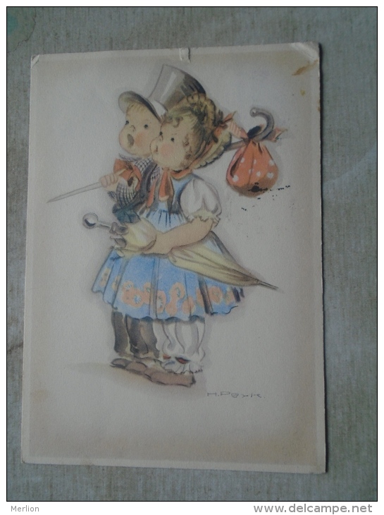 Künstlerkarte  -Hilla PeyK  -  Couple  -Kinder  Children  - Backside Handstamp  - Mit Dem Führer Zum Sieg  1940 D136928 - Peyk, Hilla