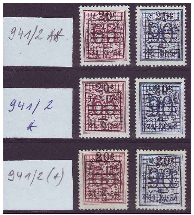 941 / 942 ** / * / (*) - LOT Sur La Série - Cote 7,30 Euro - Unused Stamps