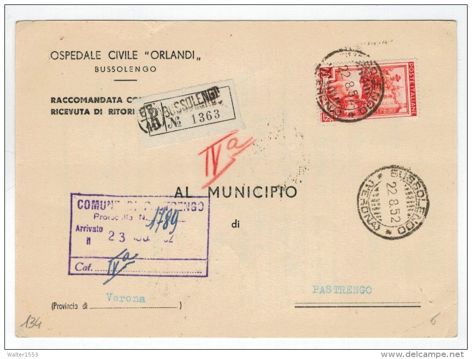 Repubblica Storia Postale Lavoro 60 Lire Isolato - 1946-60: Storia Postale