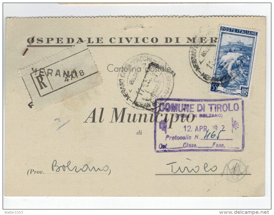 Repubblica Storia Postale Lavoro 55 Lire Isolato - 1946-60: Marcophilia