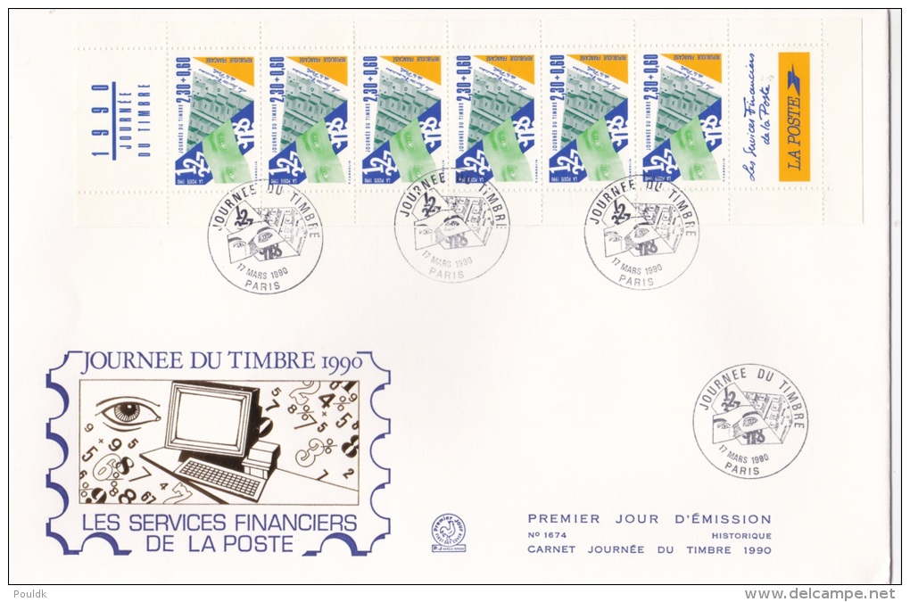 France FDC 1990 Carnet Journee Du Timbre - Booklet Pane (L75-9B) - 1990-1999