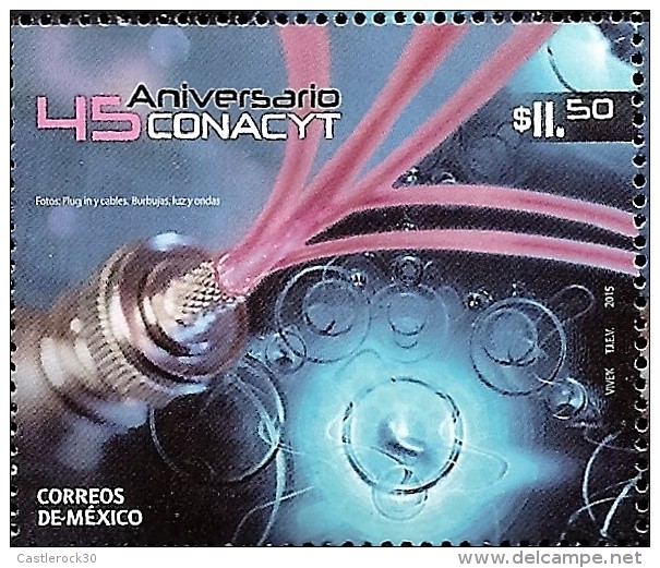 RJ)2015 MEXICO, CONNECTORS, NATIONAL COUNCIL FOR SCIENCE AND TECHNOLOGY (CONACYT) 45TH ANNIV., MNH - Mexico