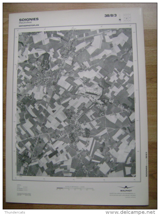 GRAND PHOTO VUE AERIENNE 66 Cm X 48 Cm De 1979  SOIGNIES NEUFVILLES - Topographical Maps