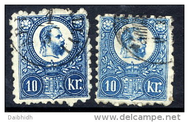 HUNGARY 1871 10 Kr. Engraved,  Two Shades Used, .  Michel 11a-b - Usado
