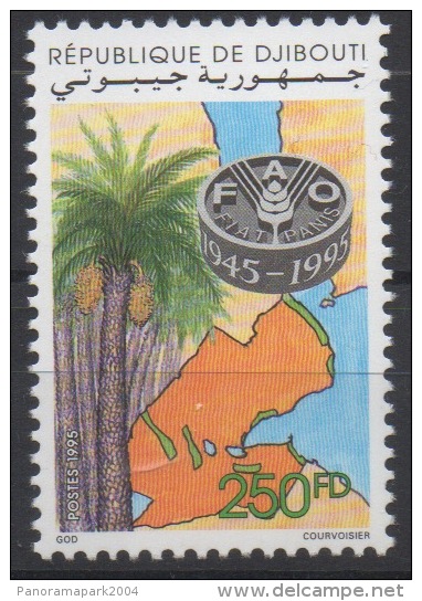 Djibouti Dschibuti 1995 Mi. 617 ** Neuf MNH FAO 1945 - 1995 WFO Palm Tree Palmier Map Carte Géographique RARE ! - Against Starve