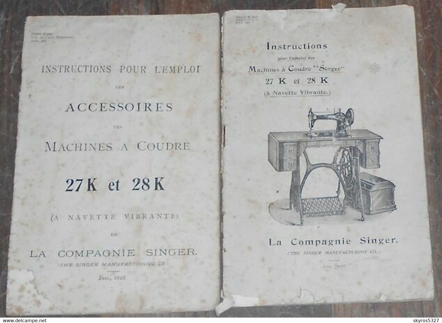 Instructions Pour L'emploi Des Machines à Coudre « Singer » 27K Et 28K (à Navette Vibrante) Et Instructions Pour L'emplo - Autres & Non Classés