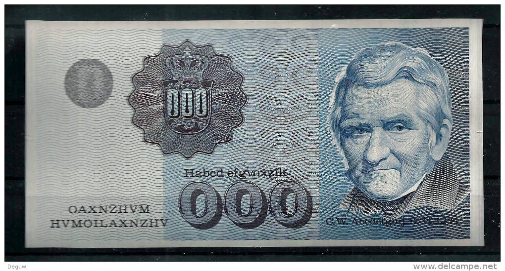 "DENMARK 000" Werbenote, Probedruck, Testnote, Trial, RRRRR, Intaglio,  UNC, Ca. 140 X 72 Mm, Grau - Denmark