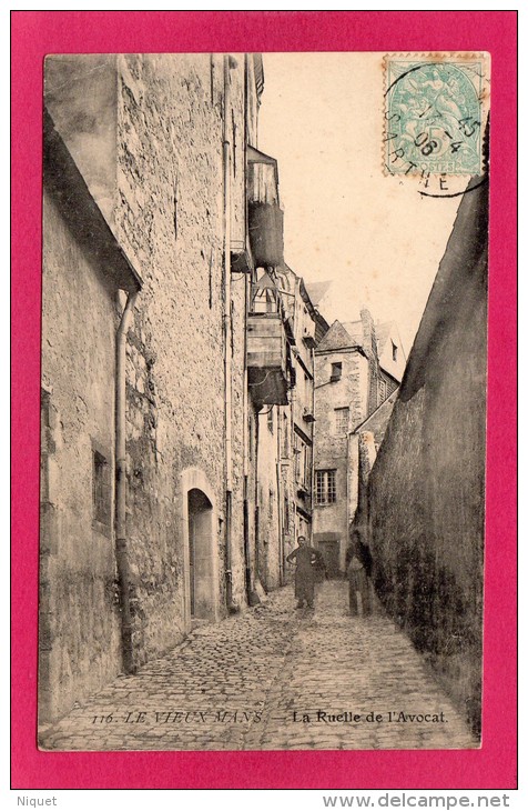 72 SARTHE Le Vieux MANS, La Ruelle De L'Avocat, Animée, 1906 - Le Mans