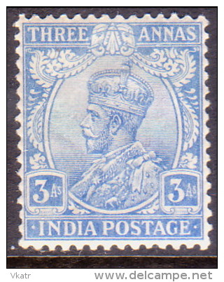 INDIA 1923 SG #200 3a MH Wmk Single Star Ultramarine CV £21 - 1911-35 King George V