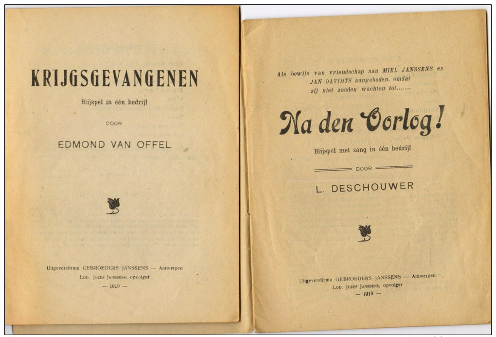 Twee Blijspelen In één Bedrijf : Krijgsgevangenen - Na Den Oorlog - War 1914-18