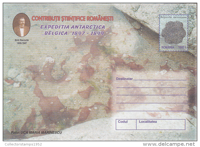 37130- BELGICA ANTARCTIC EXPEDITION, EMIL RACOVITA, COVER STATIONERY, 1999, ROMANIA - Expéditions Antarctiques